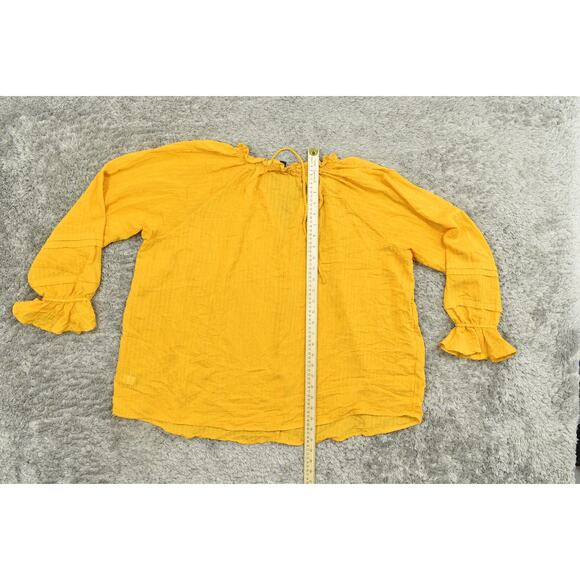 Torrid Plus Size 2 Blouse Preowned Light Fabric Long Sleeve Mustard Yellow - Picture 5 of 8